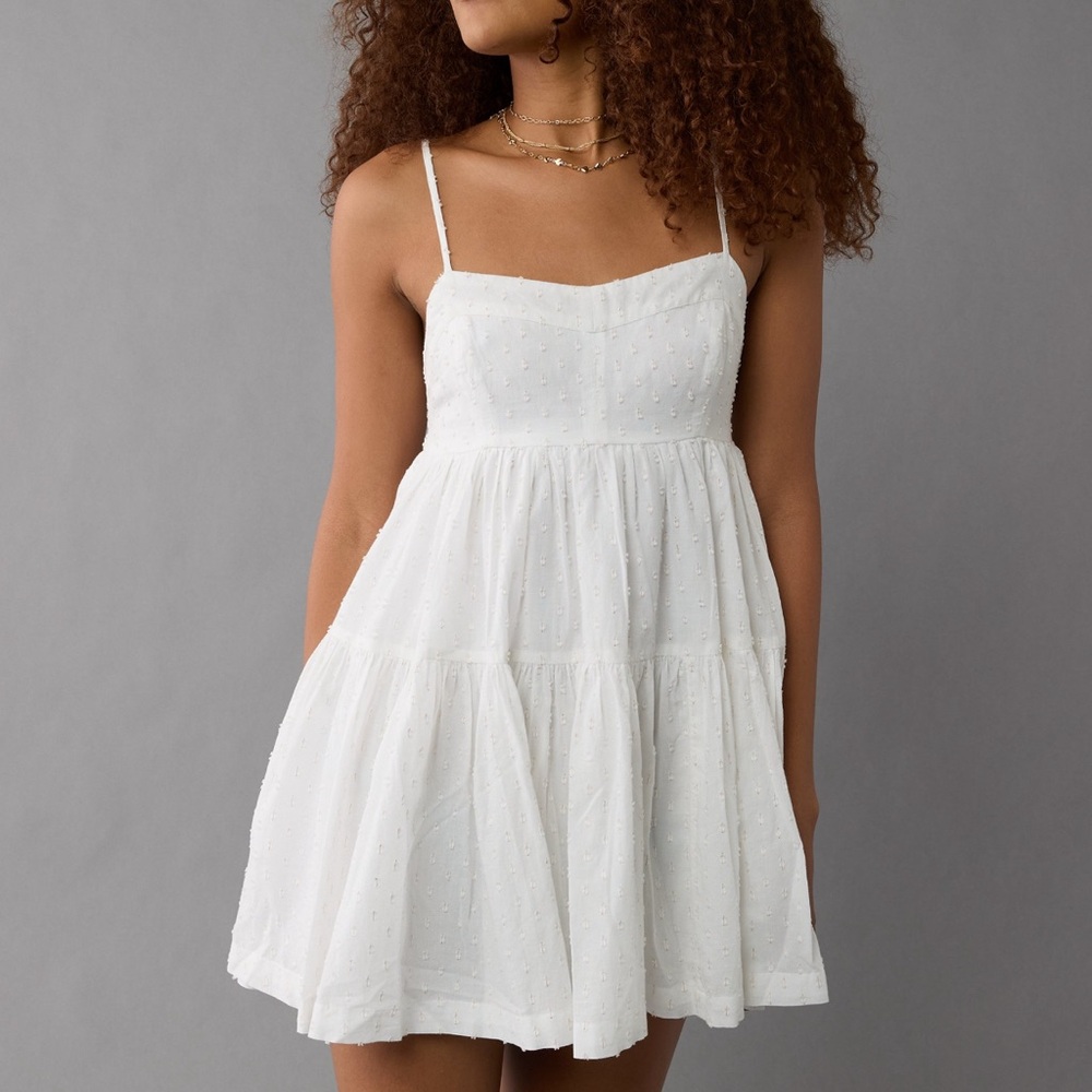 American Eagle AE White Tiered Minidress Medium